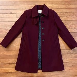 Ann Taylor LOFT Maroon/Burgundy Wool Coat Petite Small